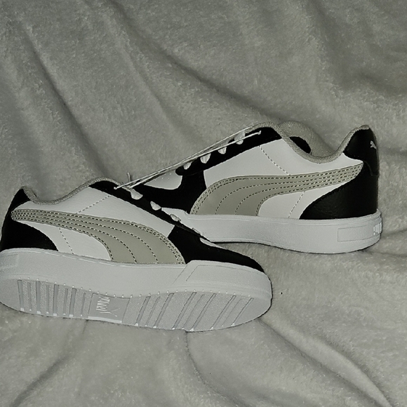 Puma Kids Black White Gray Court Sneakers Casual Sporty Low-Top Design Size 11 - Picture 5 of 10